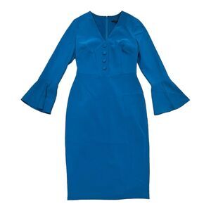 Maggy London Teal Bell Sleeve Midi Dress 2